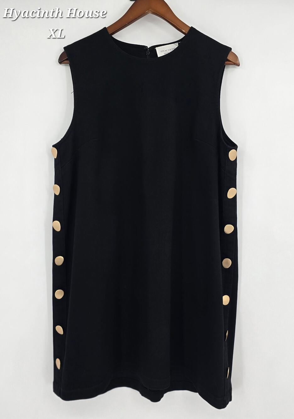 Hyacinth House Modern Minimalist Black Bitsy Twill Mini‎ Swing Dress XL
